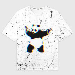Мужская футболка оверсайз Banksy Panda with guns Бэнкси