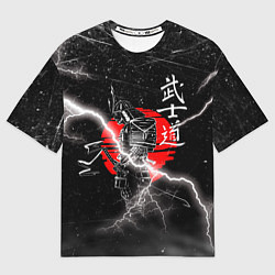 Футболка оверсайз мужская Самурай Бусидо Иероглифы Samurai Lightning, цвет: 3D-принт
