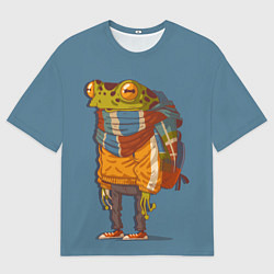 Мужская футболка оверсайз Лягуха-путешественица