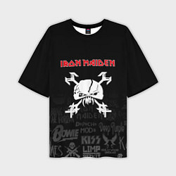 Мужская футболка оверсайз Iron Maiden логотипы рок групп
