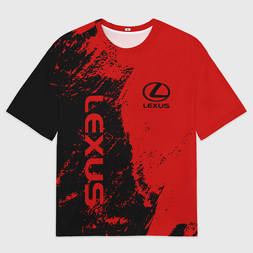Мужская футболка оверсайз Lexus Лексус Черно красный / 3D-принт – фото 1