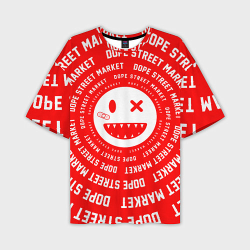 Мужская футболка оверсайз Счастливый Смайлик Red Dope Street Market / 3D-принт – фото 1