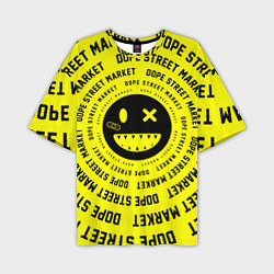 Мужская футболка оверсайз Счастливый Смайлик Yellow Dope Street Market