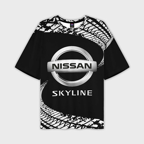 Мужская футболка оверсайз NISSAN SKYLINE Следы / 3D-принт – фото 1