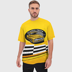 Футболка оверсайз мужская Желтый ретро-автомобиль, цвет: 3D-принт — фото 2