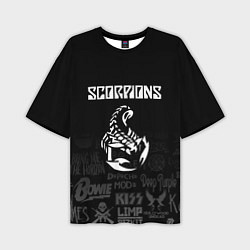 Мужская футболка оверсайз Scorpions логотипы рок групп