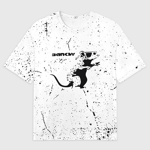 Мужская футболка оверсайз Banksy крыса в очках / 3D-принт – фото 1