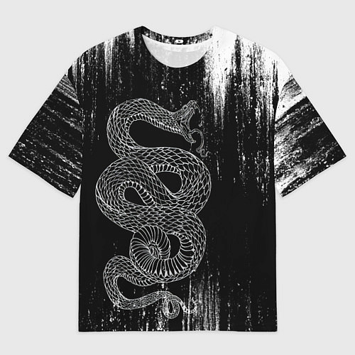 Мужская футболка оверсайз Snake Краски Змея ЧБ / 3D-принт – фото 1