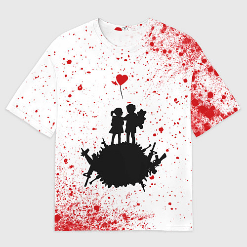 Мужская футболка оверсайз BANKSY - МАЛЬЧИК И ДЕВОЧКА Арт / 3D-принт – фото 1