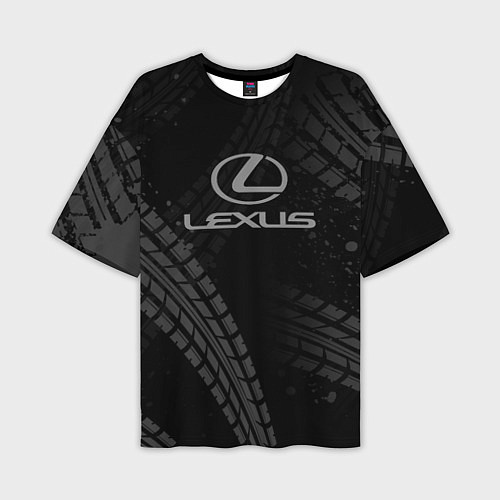 Мужская футболка оверсайз Lexus следы шин / 3D-принт – фото 1