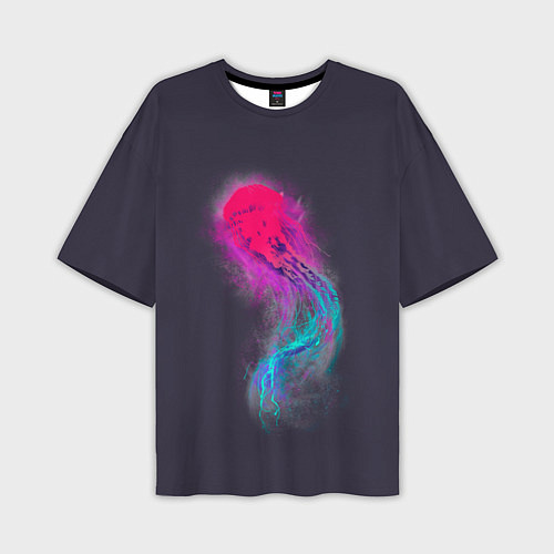 Мужская футболка оверсайз Медуза Градиент Неон / 3D-принт – фото 1