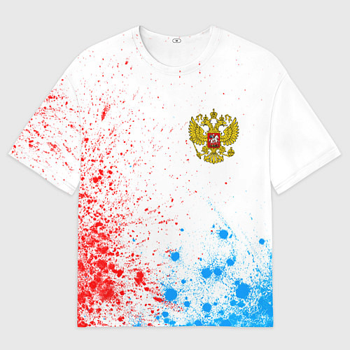 Мужская футболка оверсайз RUSSIA - ГЕРБ - Арт / 3D-принт – фото 1