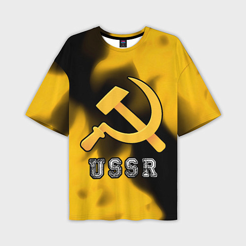 Мужская футболка оверсайз USSR - СЕРП И МОЛОТ Пламя / 3D-принт – фото 1