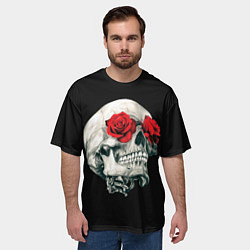 Футболка оверсайз мужская Череп Розы, цвет: 3D-принт — фото 2