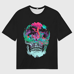 Мужская футболка оверсайз Силуэт черепа Природа