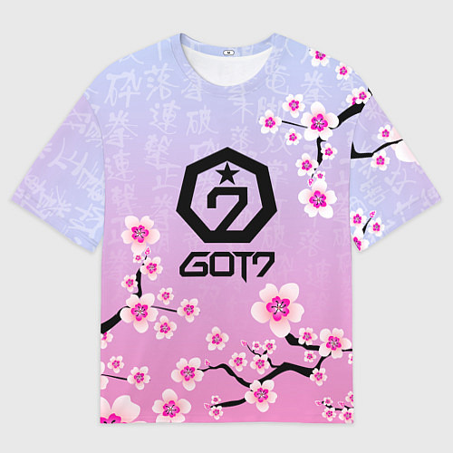 Мужская футболка оверсайз GOT7 ЦВЕТЫ САКУРЫ / 3D-принт – фото 1