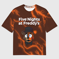 Футболка оверсайз мужская FNAF - ФРЕДДИ - Молнии, цвет: 3D-принт