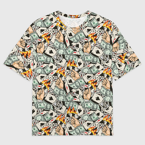 Мужская футболка оверсайз Карты, Деньги, Казино / 3D-принт – фото 1