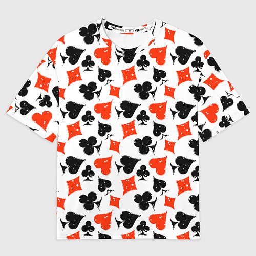 Мужская футболка оверсайз Пика, Черва, Крестя, Бубна / 3D-принт – фото 1