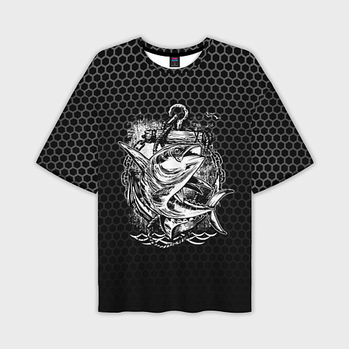 Мужская футболка оверсайз Рыба и якорь / 3D-принт – фото 1