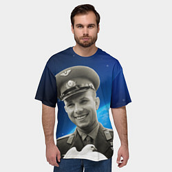 Футболка оверсайз мужская Юрий Гагарин с голубем 3D, цвет: 3D-принт — фото 2