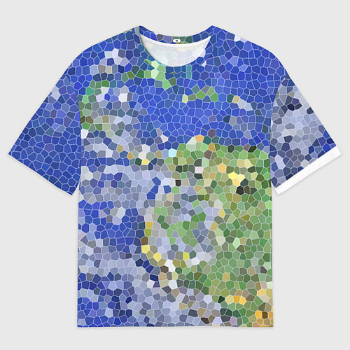 Мужская футболка оверсайз Планета Земля - пиксельный рисунок / 3D-принт – фото 1