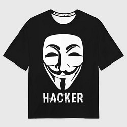 Футболка оверсайз мужская HACKER Маска V, цвет: 3D-принт