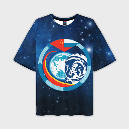 Мужская футболка оверсайз Первый Космонавт Юрий Гагарин 3D 3 / 3D-принт – фото 1