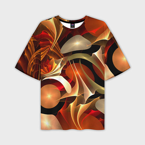 Мужская футболка оверсайз Абстрактные цифровые спирали / 3D-принт – фото 1