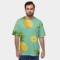 Футболка оверсайз мужская Большие ананасы, цвет: 3D-принт — фото 2