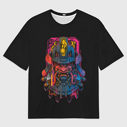 Футболка оверсайз мужская Неоновый Самурай Киберпанк, цвет: 3D-принт