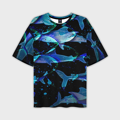 Мужская футболка оверсайз На дне морском Акулы / 3D-принт – фото 1