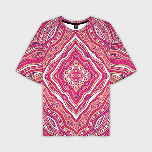 Мужская футболка оверсайз Абстракция Узор розового цвета / 3D-принт – фото 1