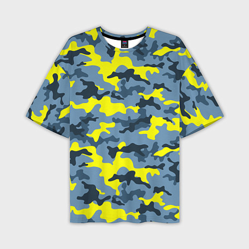 Мужская футболка оверсайз Камуфляж Жёлто-Голубой / 3D-принт – фото 1