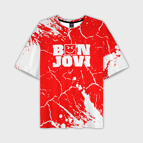 Мужская футболка оверсайз Bon jovi Трещины / 3D-принт – фото 1