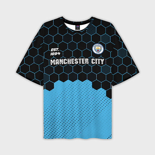 Мужская футболка оверсайз MANCHESTER CITY Manchester City Соты / 3D-принт – фото 1