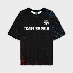 Мужская футболка оверсайз RUSSIA - ГЕРБ Team Russia Потертости
