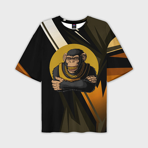 Мужская футболка оверсайз Обезьяна с золотой цепью / 3D-принт – фото 1