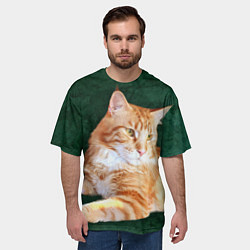 Футболка оверсайз мужская Мейн кун рыжий кот, цвет: 3D-принт — фото 2