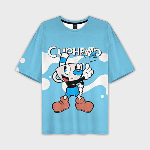 Мужская футболка оверсайз Cuphead синяя чашечка / 3D-принт – фото 1