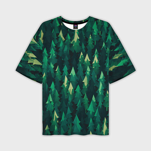 Мужская футболка оверсайз Еловый лес spruce forest / 3D-принт – фото 1