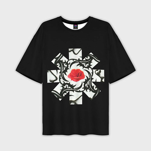 Мужская футболка оверсайз RHCP Logo Red Rose / 3D-принт – фото 1