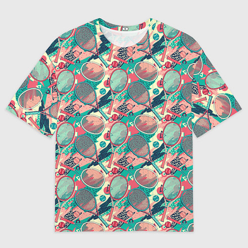 Мужская футболка оверсайз Ракетки для тенниса / 3D-принт – фото 1