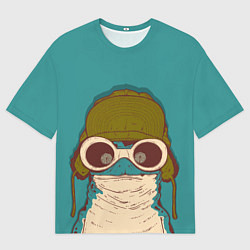 Мужская футболка оверсайз Крейзи лягуха в шапке