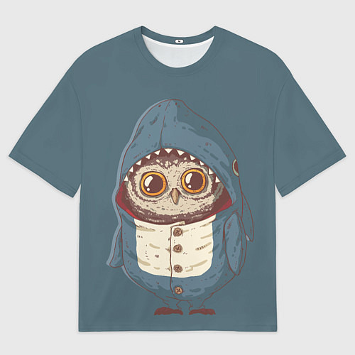 Мужская футболка оверсайз Совушка-в костюме акулы / 3D-принт – фото 1