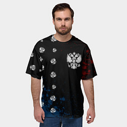 Футболка оверсайз мужская РОССИЯ - ГЕРБ Брызги 9, цвет: 3D-принт — фото 2