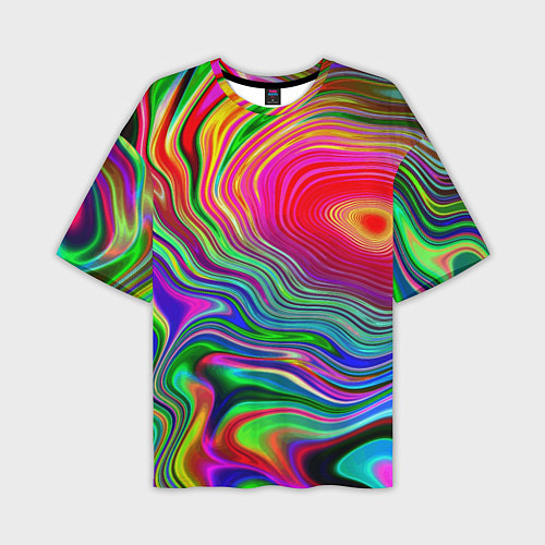 Мужская футболка оверсайз Expressive pattern Neon / 3D-принт – фото 1