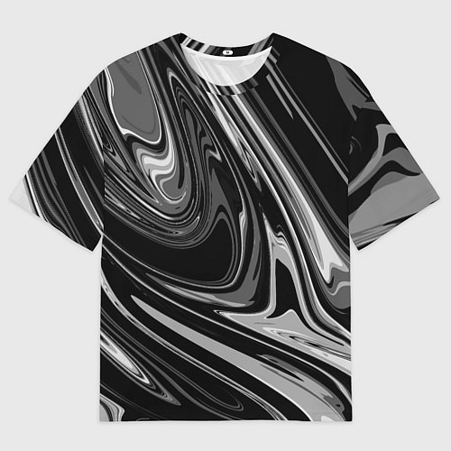 Мужская футболка оверсайз Черно-белый мрамор / 3D-принт – фото 1