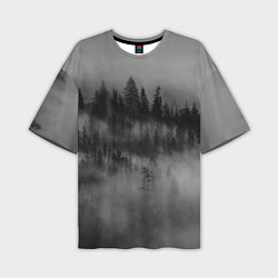 Мужская футболка оверсайз Туманный лес - природа