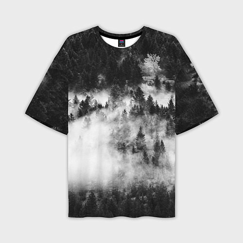 Мужская футболка оверсайз Мрачный лес - туман / 3D-принт – фото 1